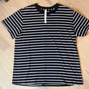 lululemon athletica Black and White Striped Short Sleeve Tee